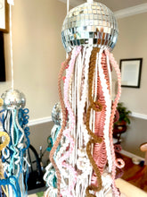 Load image into Gallery viewer, Macrame Mirror Ball Jellyfish in Pink & Beige Tones