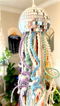 Load image into Gallery viewer, Macrame Mirror Ball Jellyfish in Rainbow Colors