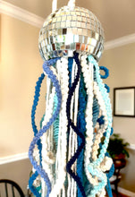 Load image into Gallery viewer, Macrame Mirror Ball Jellyfish in Blue Tones