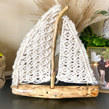Load image into Gallery viewer, Macrame & Driftwood Sailboat