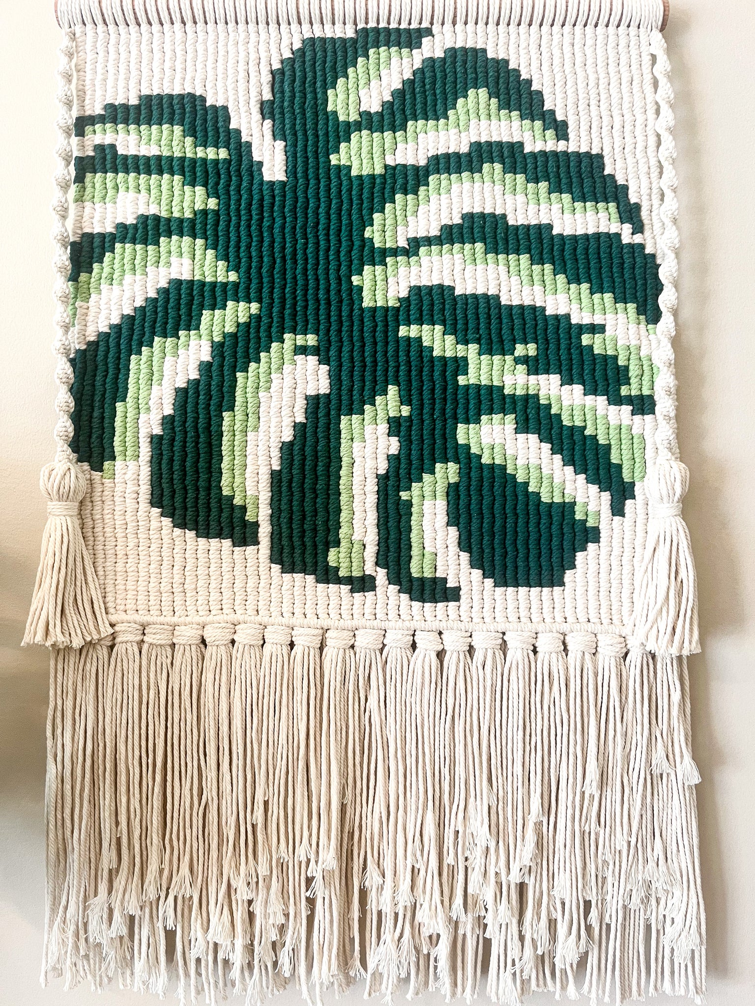 macrame monstera leaf Monstera Leaf Macrame Tapestry Wall Decor – twangelacrafted